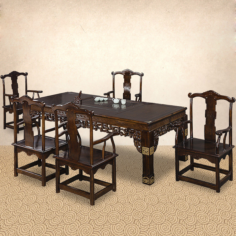 中式仿古家具楠木泡茶桌红木茶桌椅组合实木茶台会客桌椅